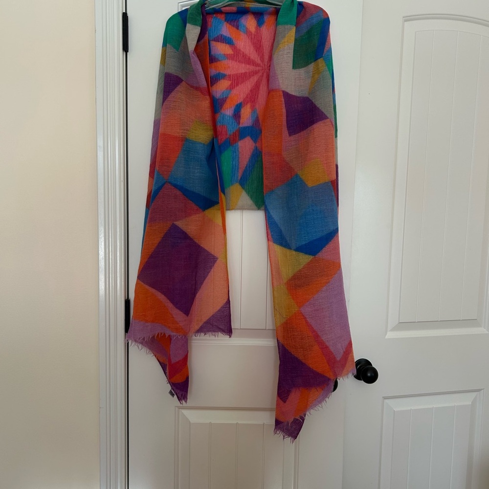 100%wool authentic Colorful Geometric Pattern Scarf